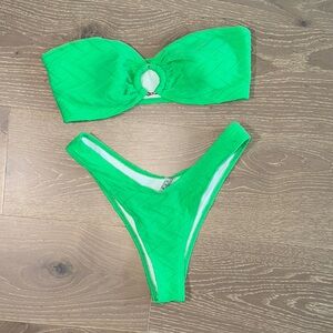 SHEIN Green Bandeau Bikini Set size S